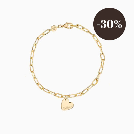 Personalised Heart Dainty Love Links Bracelet gold plated merci maman
