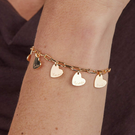 Personalisiertes Dainty Love Links Herz Armband vergoldet merci maman