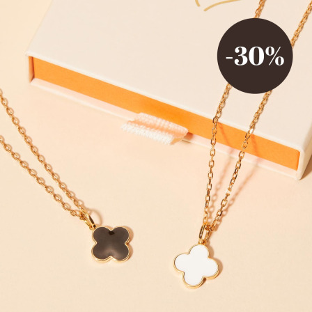 Personalised Enamel Clover Cross Necklace gold plated merci maman