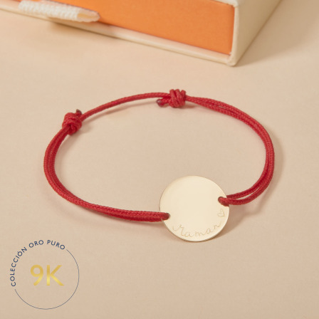 Pulsera con medalla personalizada de oro de 9 kilates merci maman