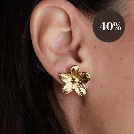 Flower Earrings in Golden Stainless Steel