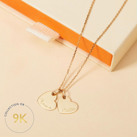 Collier personnalisé Prénom Coeur en or 9 carats merci maman
