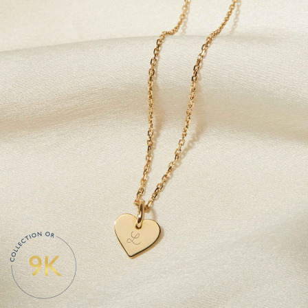 Collier personnalisé Mini Coeur en Or 9 carats merci maman