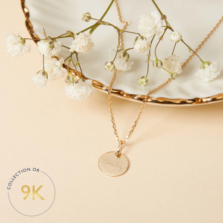 Collier personnalisé Prénom en or 9 carats merci maman