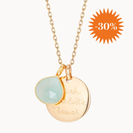 Personalised Aqua Chalcedony Gemstone Necklace
