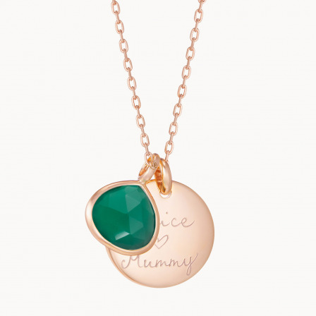 Personalised Green Onyx Gemstone Necklace-18K Rose Gold Plated