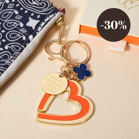 Personalised Keyring Bag Charm gold steel merci maman