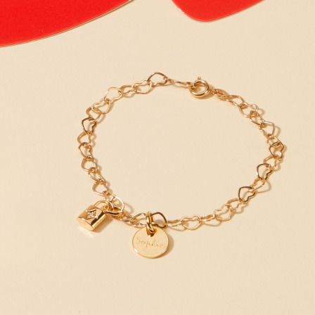 Personalised Heart Chain Bracelet Merci Maman