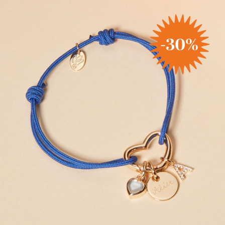 Personalised Heart Lucky Charm Braid Bracelet gold plated merci maman