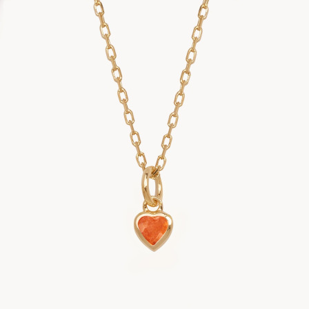 Personalised Heart Birthstone Necklace gold plated merci maman
