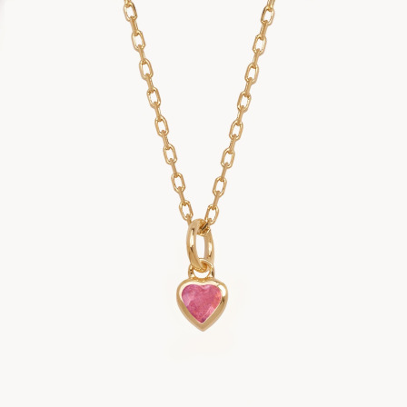 Personalised Heart Birthstone Necklace gold plated merci maman