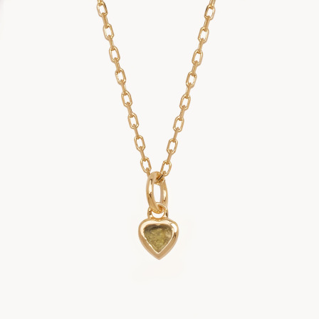 Collier Pierre de naissance Coeur personnalisé plaqué or merci maman
