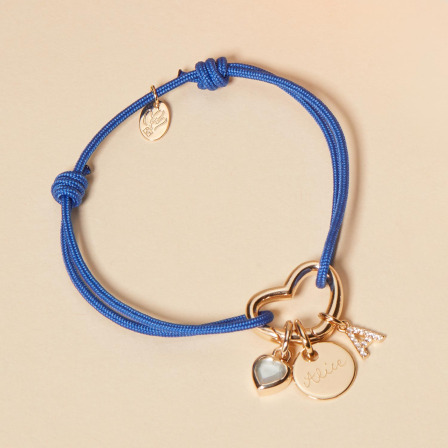Personalised Heart Lucky Charm Braid Bracelet gold plated merci maman