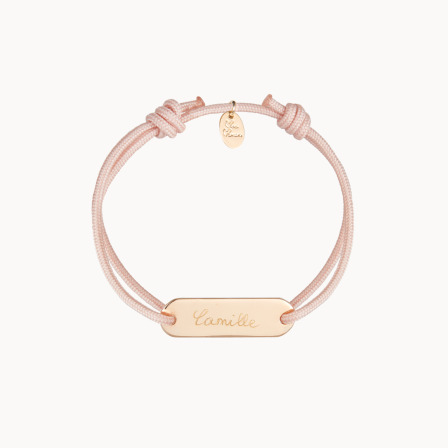 Pulsera personalizada con mini placa baño de oro merci maman