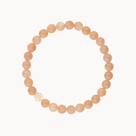 Personalized Initial Beaded Bracelet gold plated peach moonstone merci maman