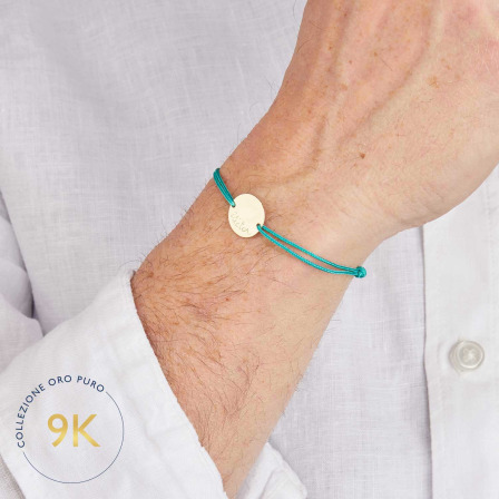 Bracciale con medaglia personalizzata in oro 9 carati uomo merci maman