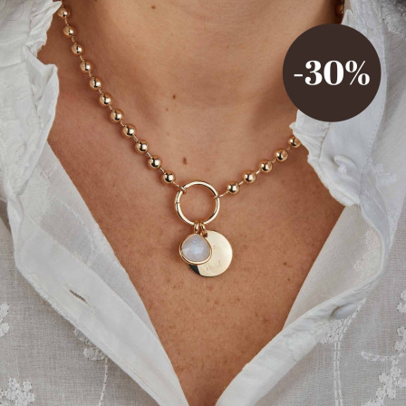 Personalised Large Lucky Charm Gold Pearl Necklace