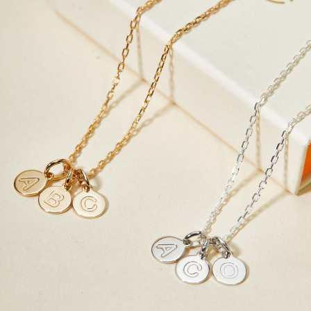 Personalised Letter Pendant Necklace gold plated merci maman