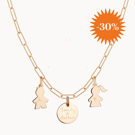Personalisierte Love Links Familien Halskette vergoldet merci maman
