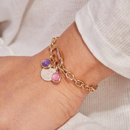 Personalisiertes Lucky Charm Geburtsstein Armband vergoldet merci maman