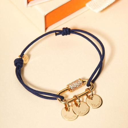 Personalised Lucky Charm Name Braid Bracelet gold plated merci maman