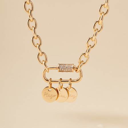 Personalisierte Lucky Charm Namenskette vergoldet merci maman