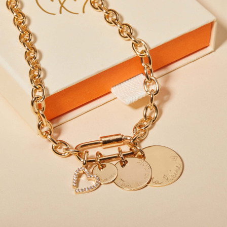 Personalisierte Lucky Charm Halskette vergoldet merci maman