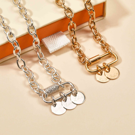Personalised Lucky Charm Name Necklace gold plated merci maman