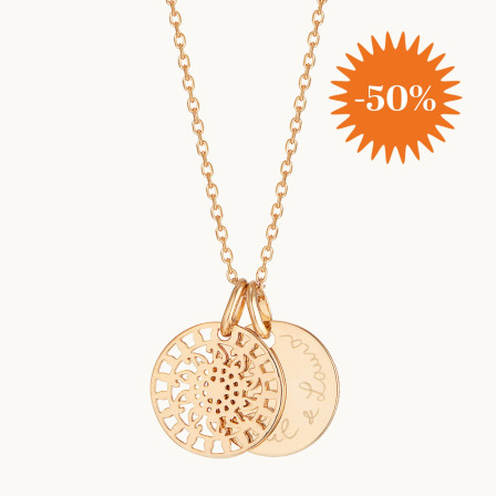 Personalisierte Mandala Halskette vergoldet merci maman