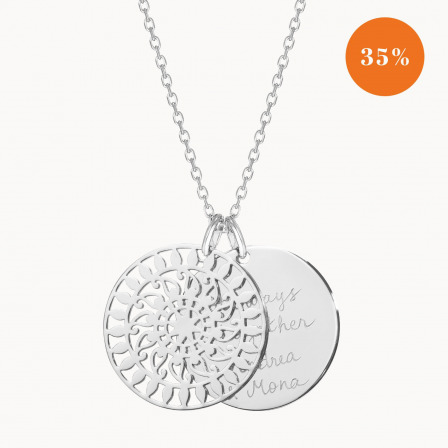 Personalised Large Mandala Necklace gold plated merci maman