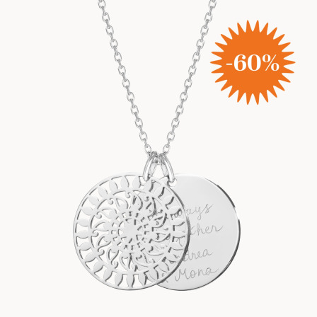 Personalised Large Mandala Necklace gold plated merci maman