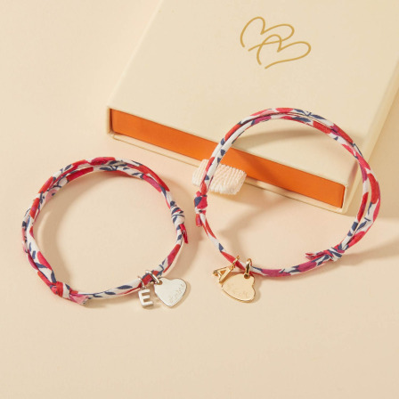 Personalised Mini Alphabet Heart Liberty Bracelet gold plated merci maman