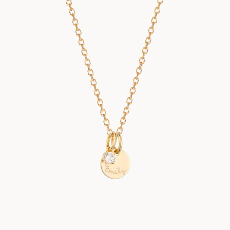 Personalisierte Mini Kristall Solitaire Halskette Vergoldet Merci Maman