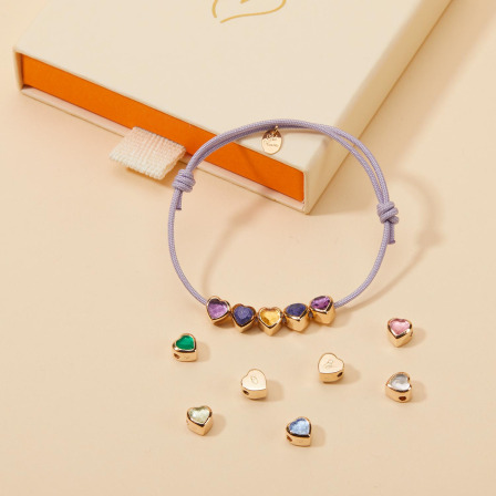 Personalised Heart Bead Birthstone Initial Bracelet gold plated merci maman
