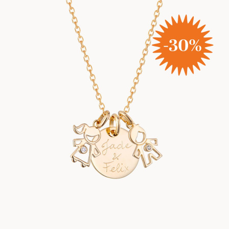 Collier personnalisé Maman Cristal plaqué or merci maman