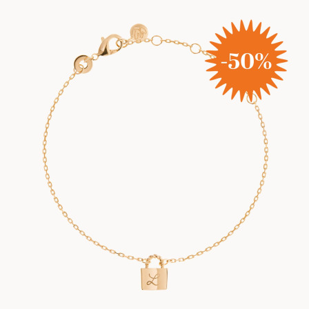 Personalised Padlock Chain Bracelet gold plated merci maman