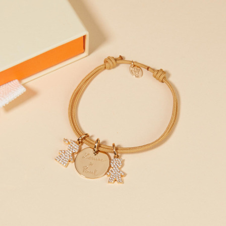 Personalisiertes Pavé Kristall Mama Armband Vergoldet Merci Maman