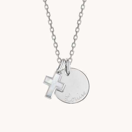 personalised mother of pearl cross necklace sterling silver merci maman