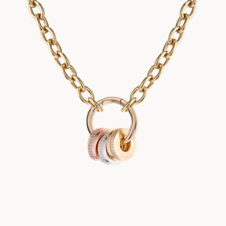 Personalised Round Lucky Charm Unity Necklace gold plated merci maman