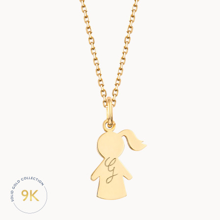 Personalised 9 Carat Gold Girl Necklace merci maman