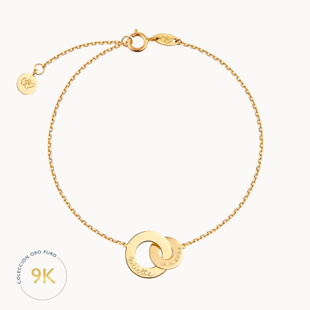 Pulsera personalizada entrelazada en oro de 9 kilates merci maman