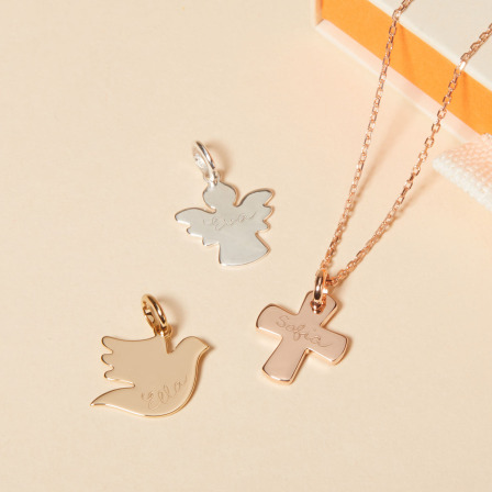Collier personnalisé Communion ou Baptême plaqué or merci maman