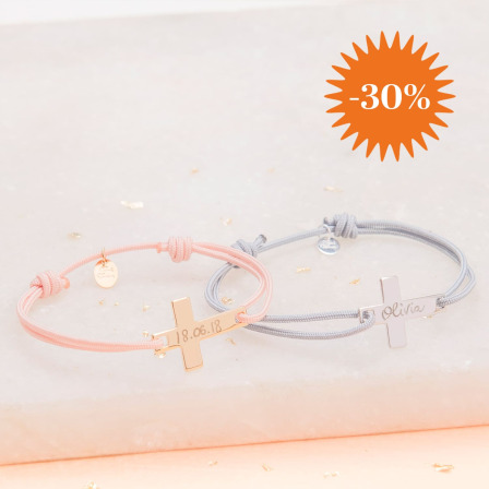 Bracelet personnalisé Croix Plate argent merci maman