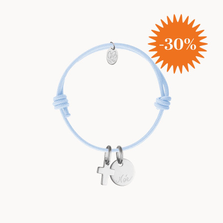 Personalised Mini Cross Bracelet in Sterling Silver merci maman
