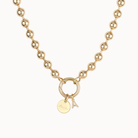 Collar personalizado pequeño de perlas doradas Amuleto de la Suerte baño de oro merci maman