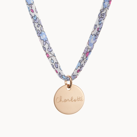 Collar personalizado con medalla Liberty baño de oro merci maman