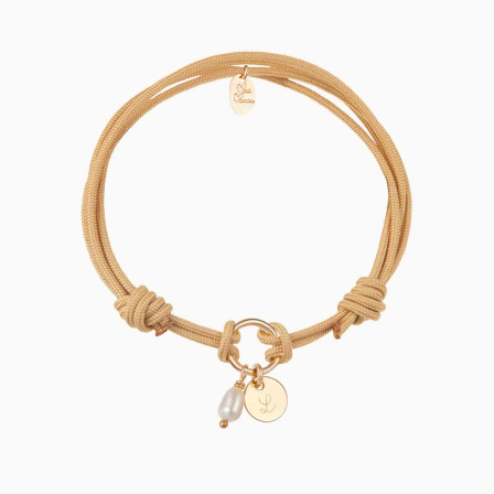 Personalisiertes Armband mit Ewigkeitsring und Mini Perle vergoldet merci maman