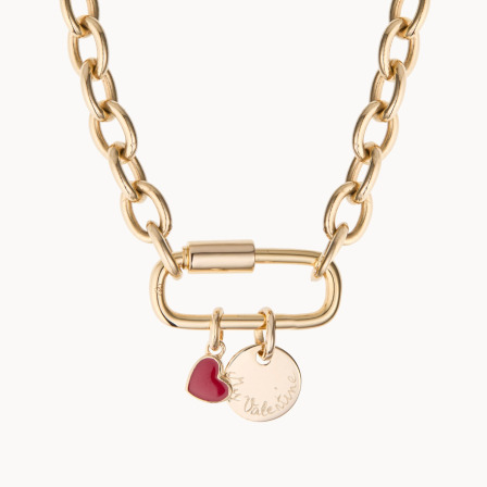 Collier à breloques Coeur Saint-Valentin personnalisé plaqué or merci maman