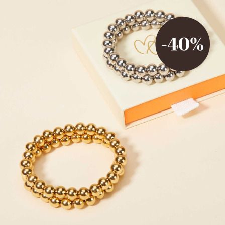 Round Bead Bracelet in Stainless Steel merci maman