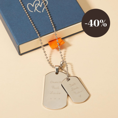 Men's personalised Stainless Steel Double Dog Tag Necklace merci maman